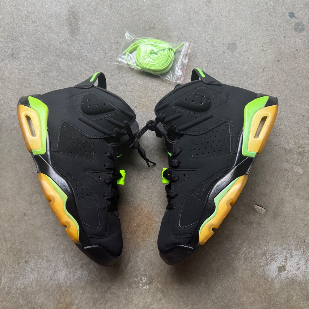 Jordan 6 Retro Electric Green Black Neon Mens Size 10.5
